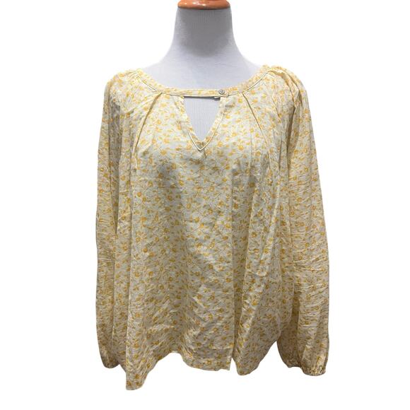 Universal Thread Women's Yellow & cream Floral Flowy Peasant Blouse Top SIZE XXL - Picture 1 of 6
